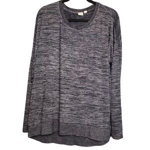 Gap Long Sleeve Top Mens XL Navy Blue Space Dye Marled Soft Stretch Crew Neck
